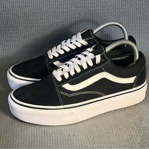 Vans Old Skool Platform Black White Skate Sneakers Women’s Size 8